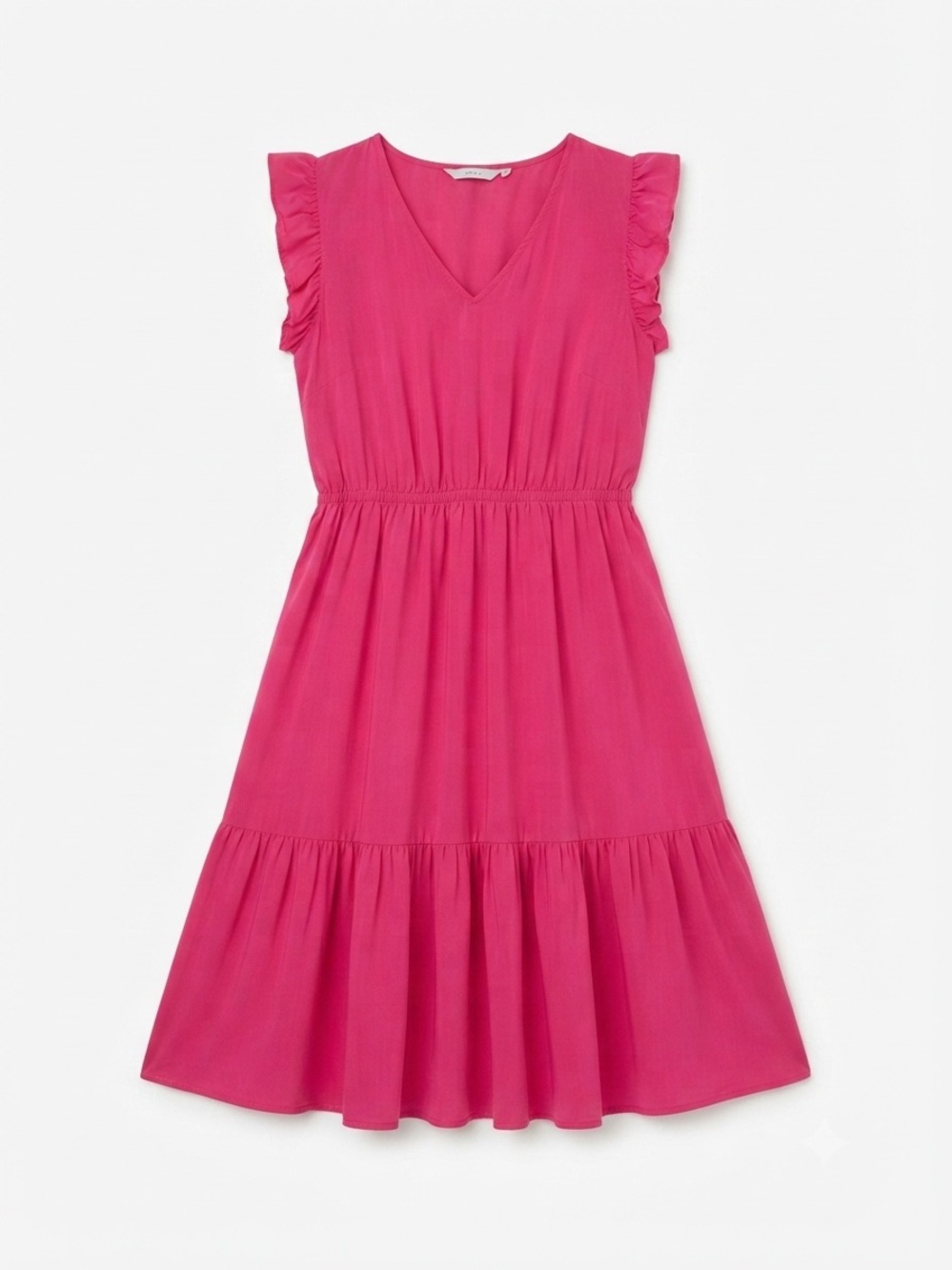 Ava & Viv Hot Pink Tiered Ruffle Flutter Sleeve Midi Dress Size 2X Summer Resort
